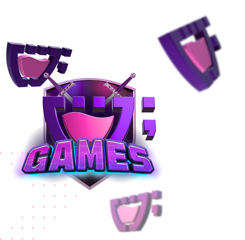 Um escudo com a logo da Cupcode Games e várias logos da Cupcode ao redor