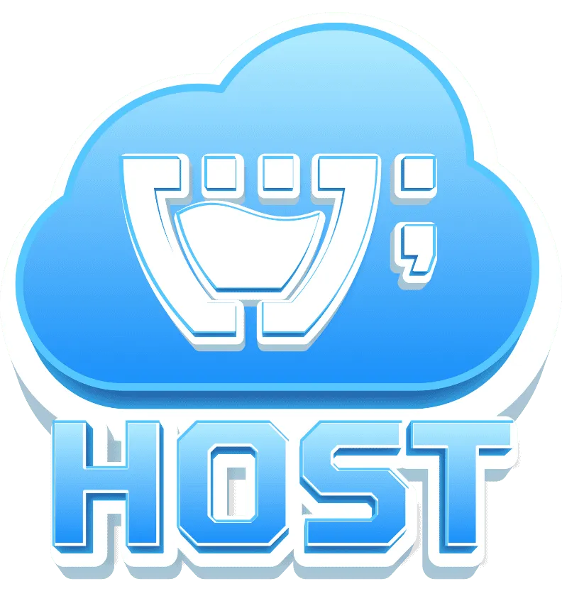 Logotipo da Cupcode Host, uma divisão da Cupcode, que oferece servidores de hospedagem. O logotipo é uma nuvem em estilo de emoji, com efeito 3D, em tons de azul e branco, dentro da nuvem um logotipo da Cupcode com o mesmo estilo, em baixo da nuvem se lê: